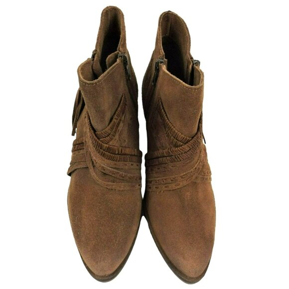 Womens Brown Ankle Boots Naughty Monty Zippers Tassels size 8.5 NWOB   JH990 - Picture 3 of 6